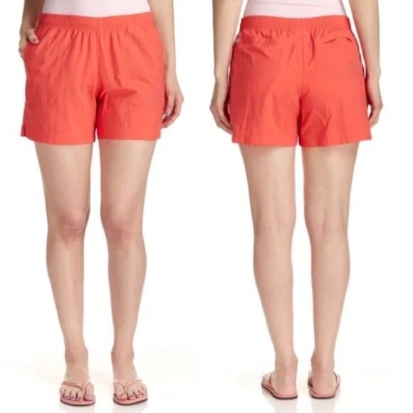 Columbia Salmon Athletic Shorts Lightweight Elastic Waist 5 Inch Size Large